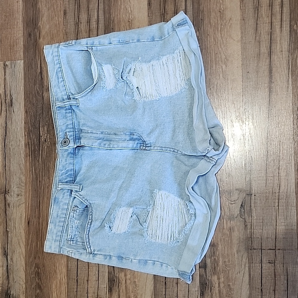 SO Light Blue Distressed Jean Shorts